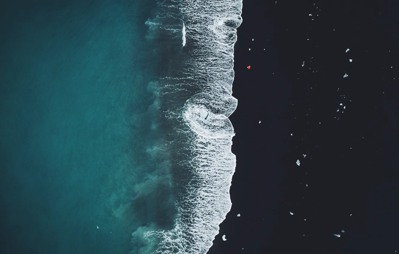 Photo wallpaper sea, beach, people, ice, the view from the top