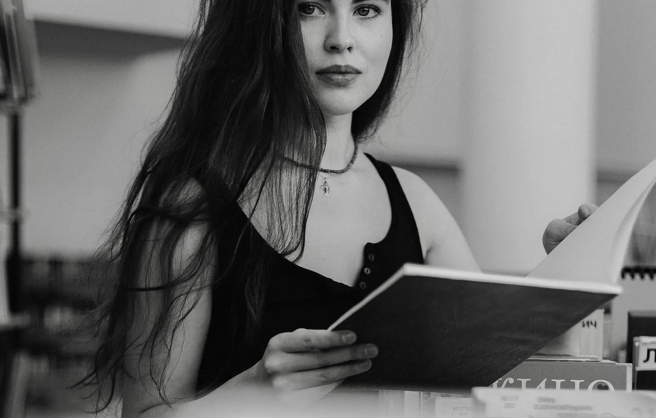Photo wallpaper black and white, model, Anastasia Astakhova