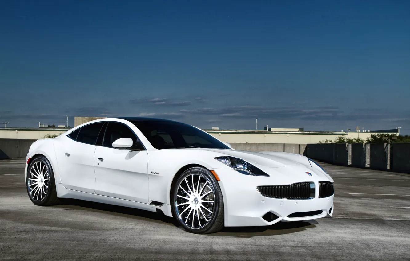 Photo wallpaper white, the sky, clouds, Parking, white, sky, parking, fisker