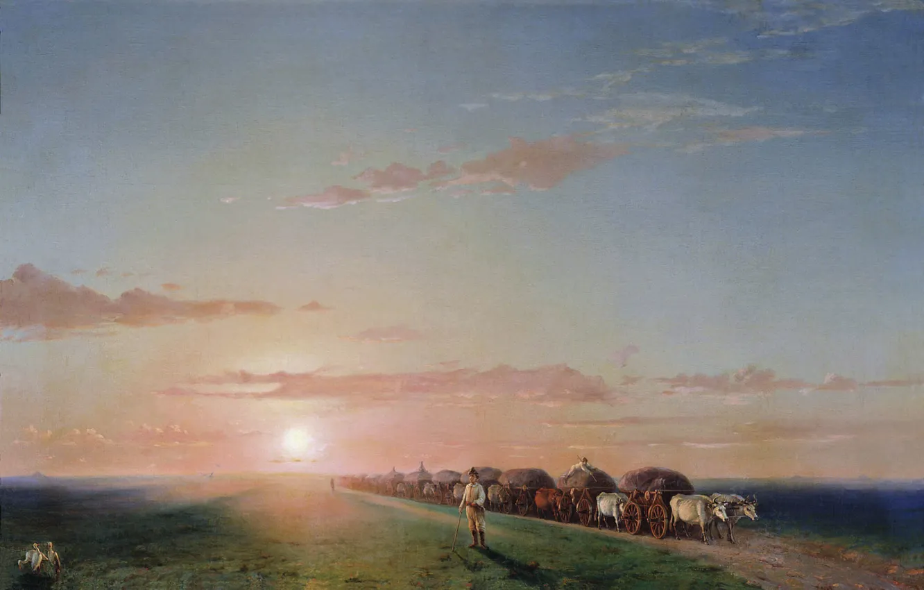 Photo wallpaper oil, Canvas, (1817-1900), Ivan AIVAZOVSKY, Convoy in the desert
