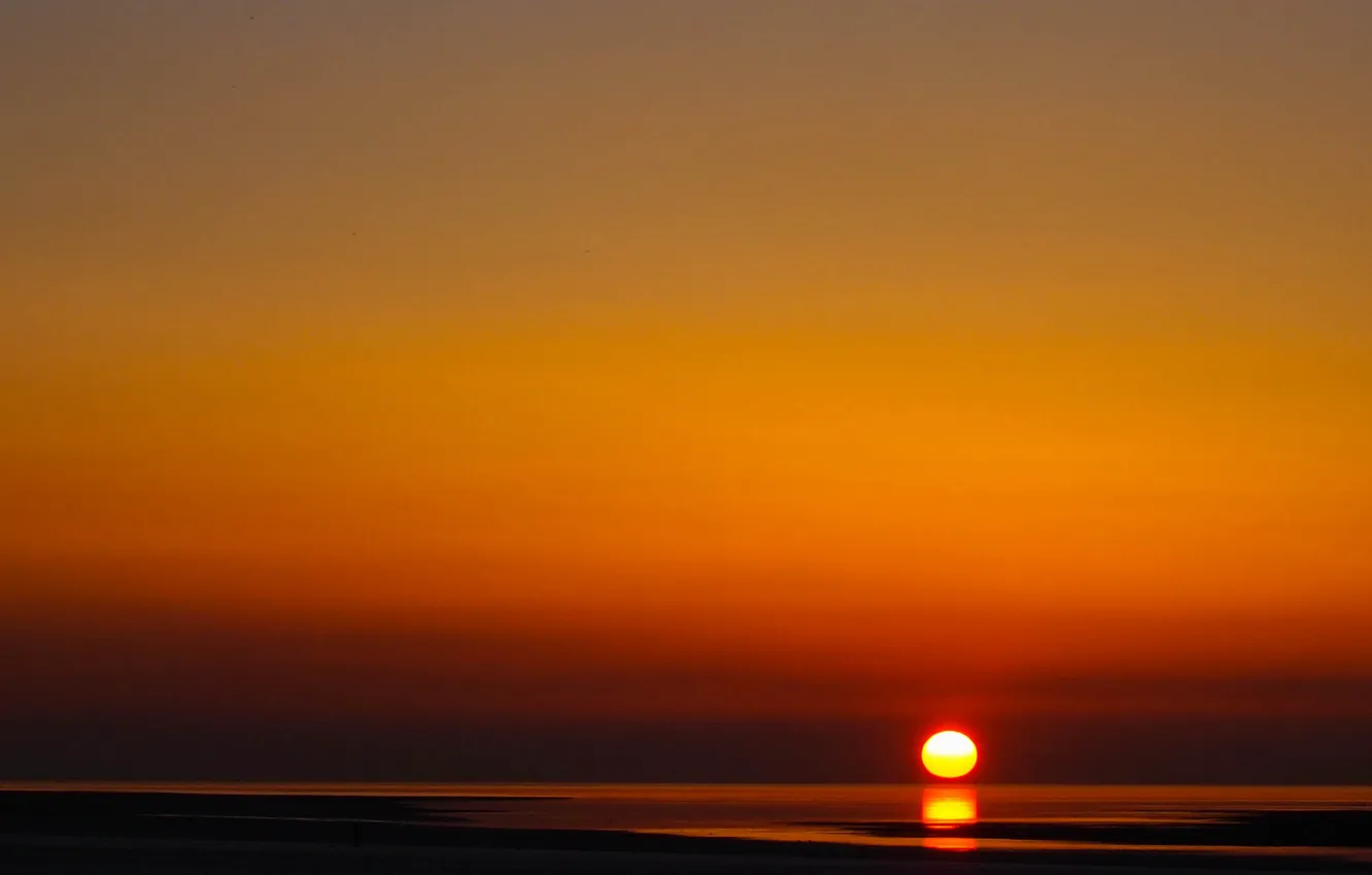 Photo wallpaper sea, the sky, water, the sun, sunset, horizon