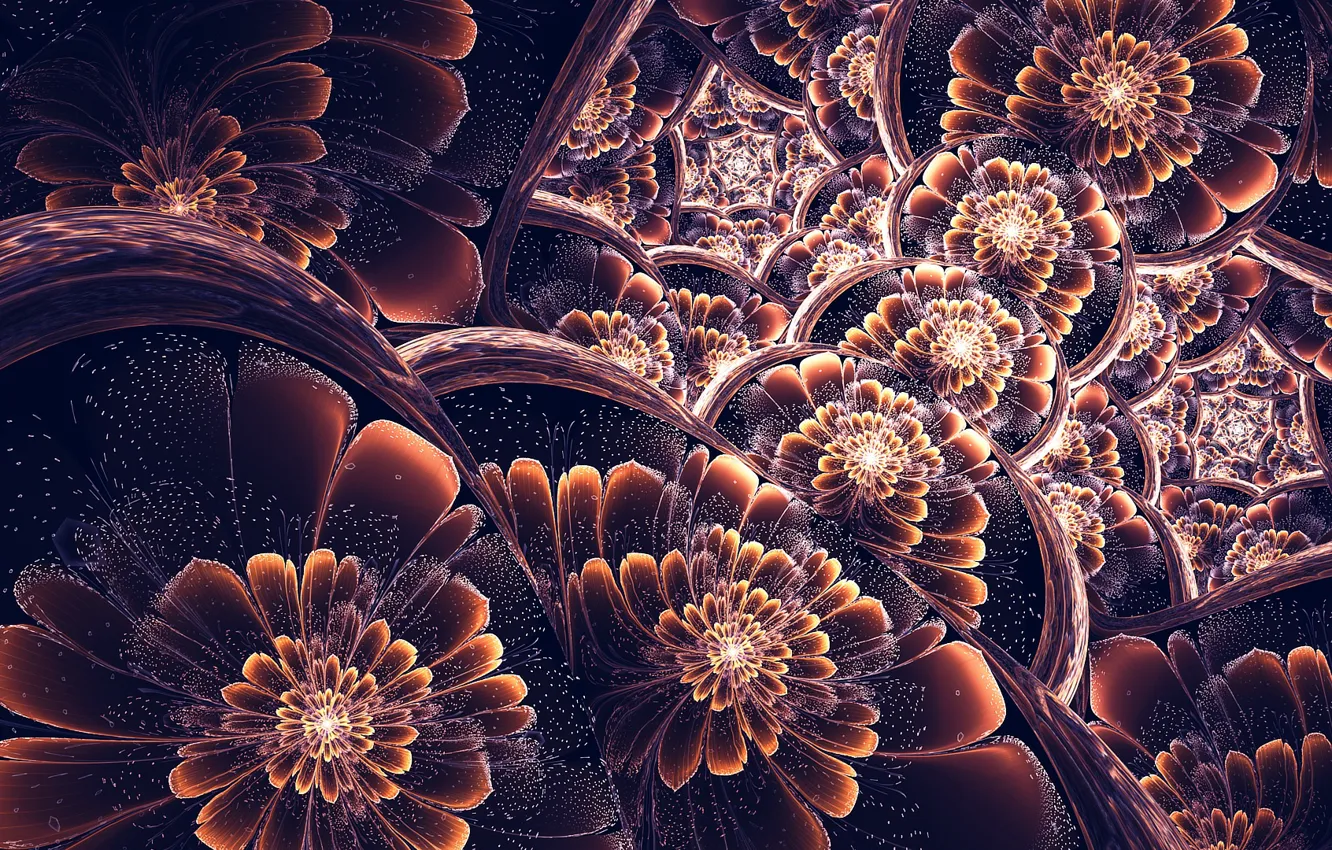 Photo wallpaper flowers, fractal, tatasz