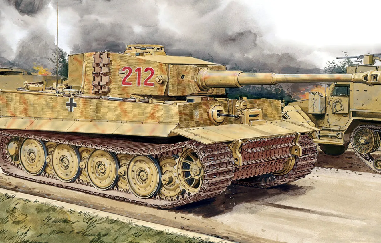 Photo wallpaper figure, Tiger, art, Panzerkampfwagen VI, German heavy tank