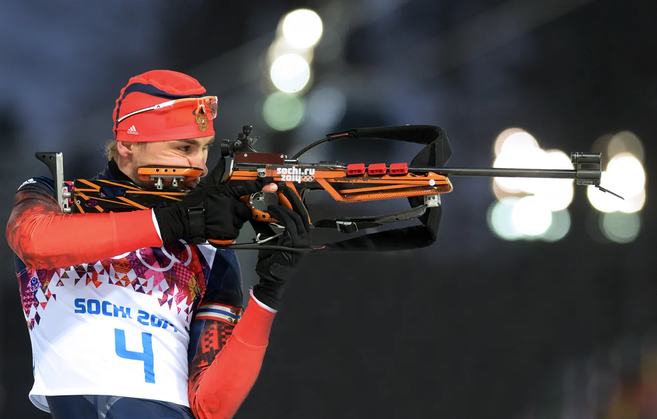 Photo wallpaper Russia, biathlon, Sochi 2014, The XXII Winter Olympic Games, Anton Shipulin