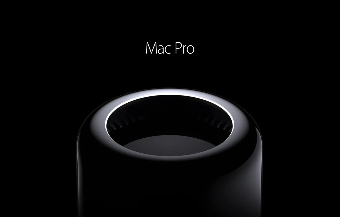 Photo wallpaper Apple, black background, 2014, Mac Pro, new order power, Gloss black, science and technology, design …