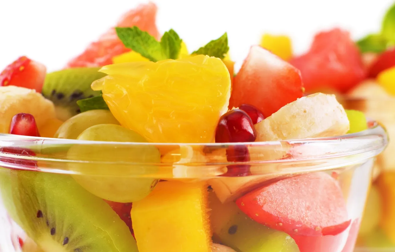 Photo wallpaper kiwi, strawberry, grapes, bananas, fruit, pineapple, grape, banana