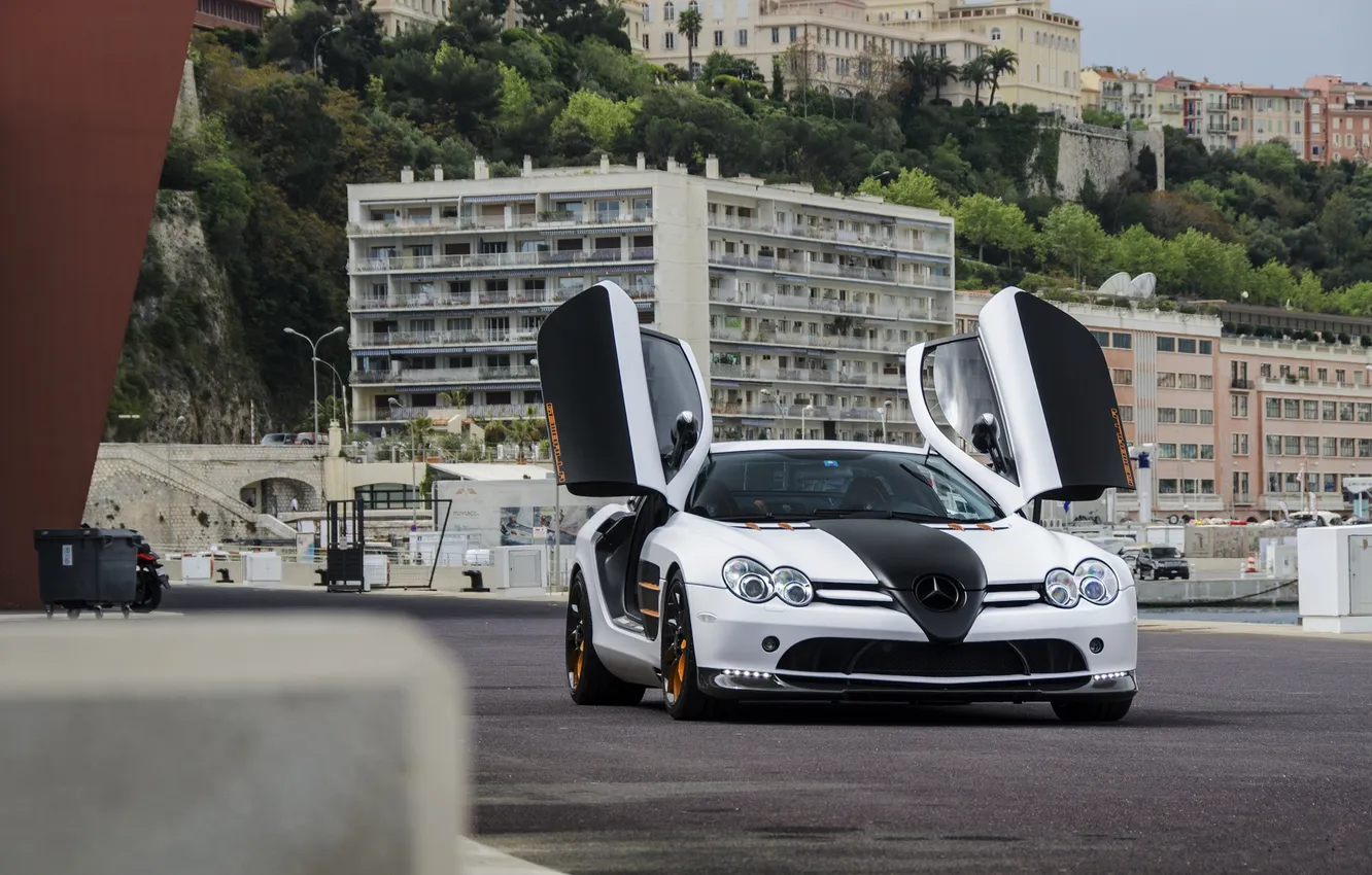 Photo wallpaper Mercedes-Benz, white, promenade, Monaco, Monaco, McLaren, CPR, Gemballa GT