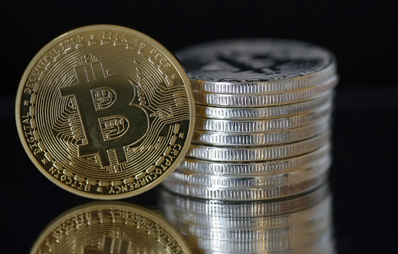 Photo wallpaper blur, coins, bitcoin, bitcoin, btc