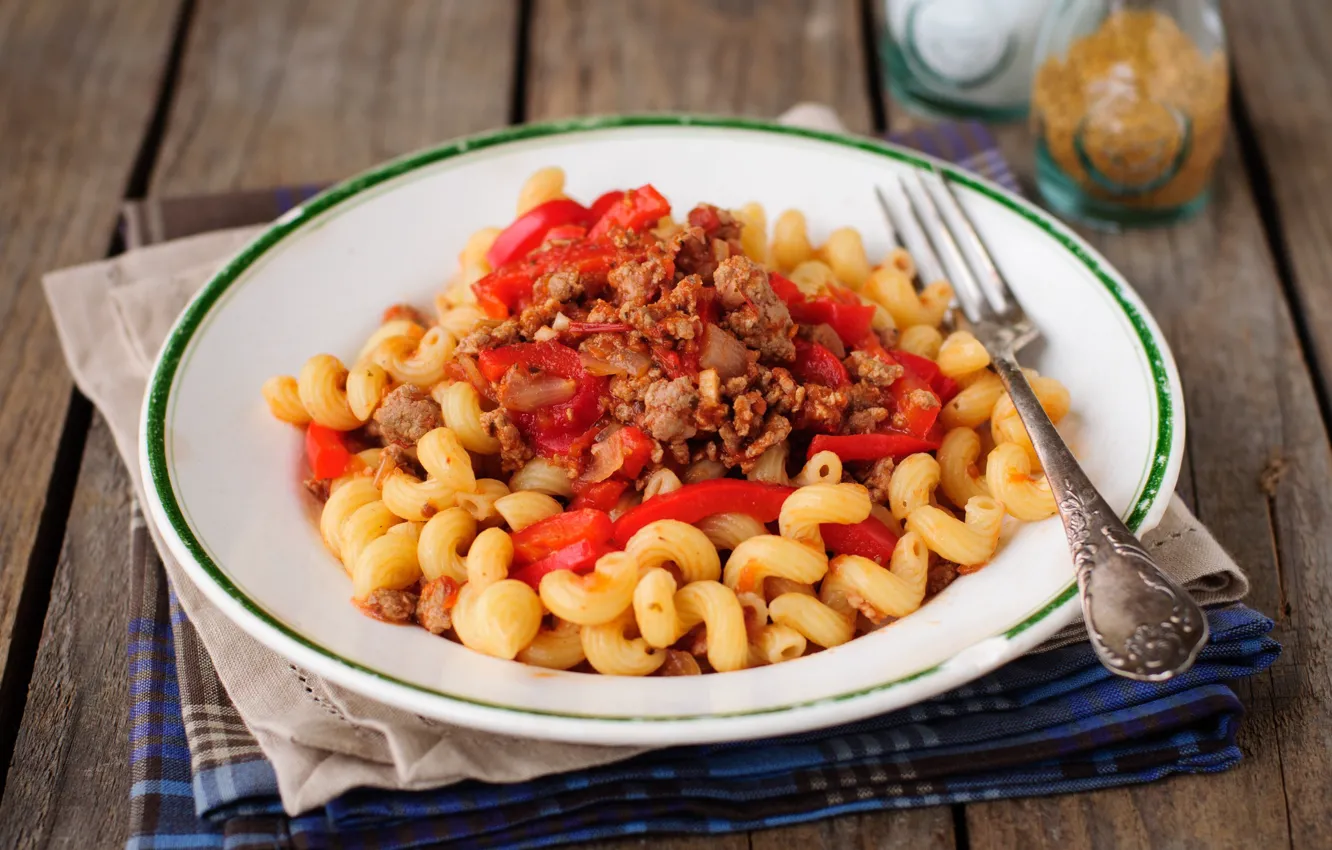 Photo wallpaper meat, sauce, pasta