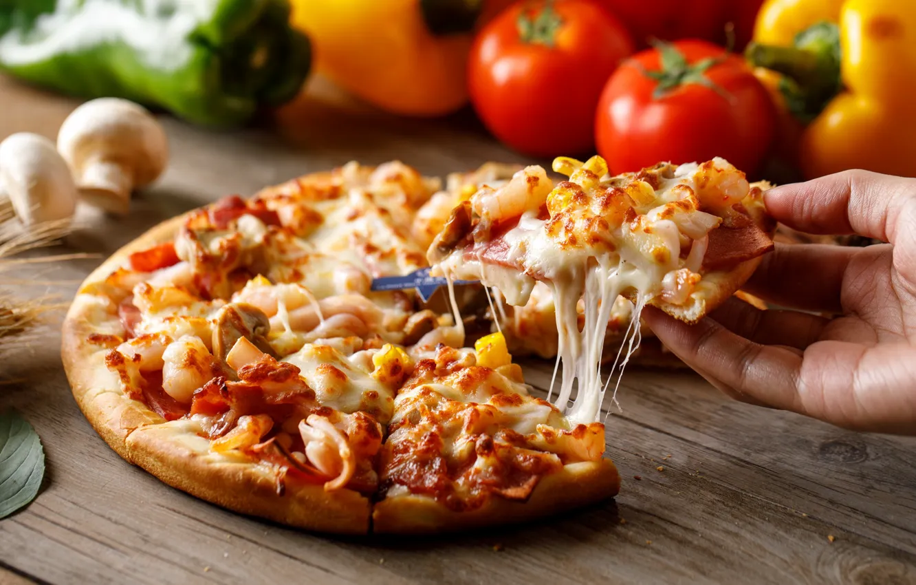Photo wallpaper cheese, pizza, filling