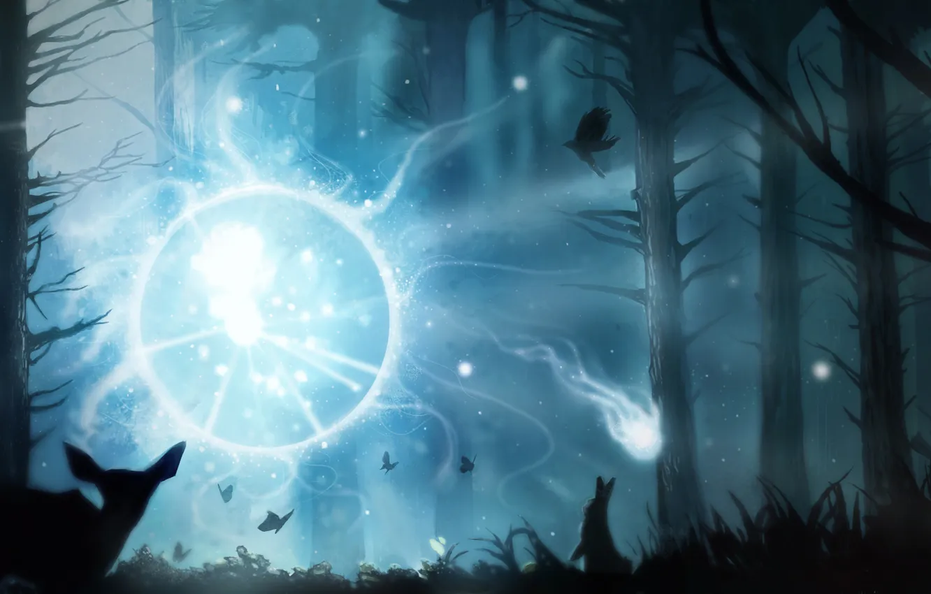 Photo wallpaper forest, animal, dota, wisp