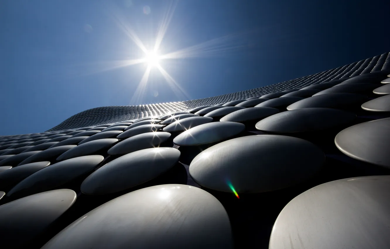 Photo wallpaper the sun, rays, the city, England, Birmingham, Birmingham, Selfridges