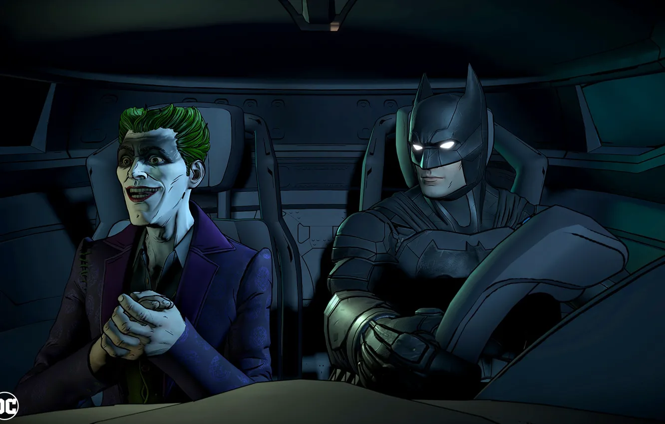 Photo wallpaper smile, Joker, the game, mask, hero, costume, Batman, villain