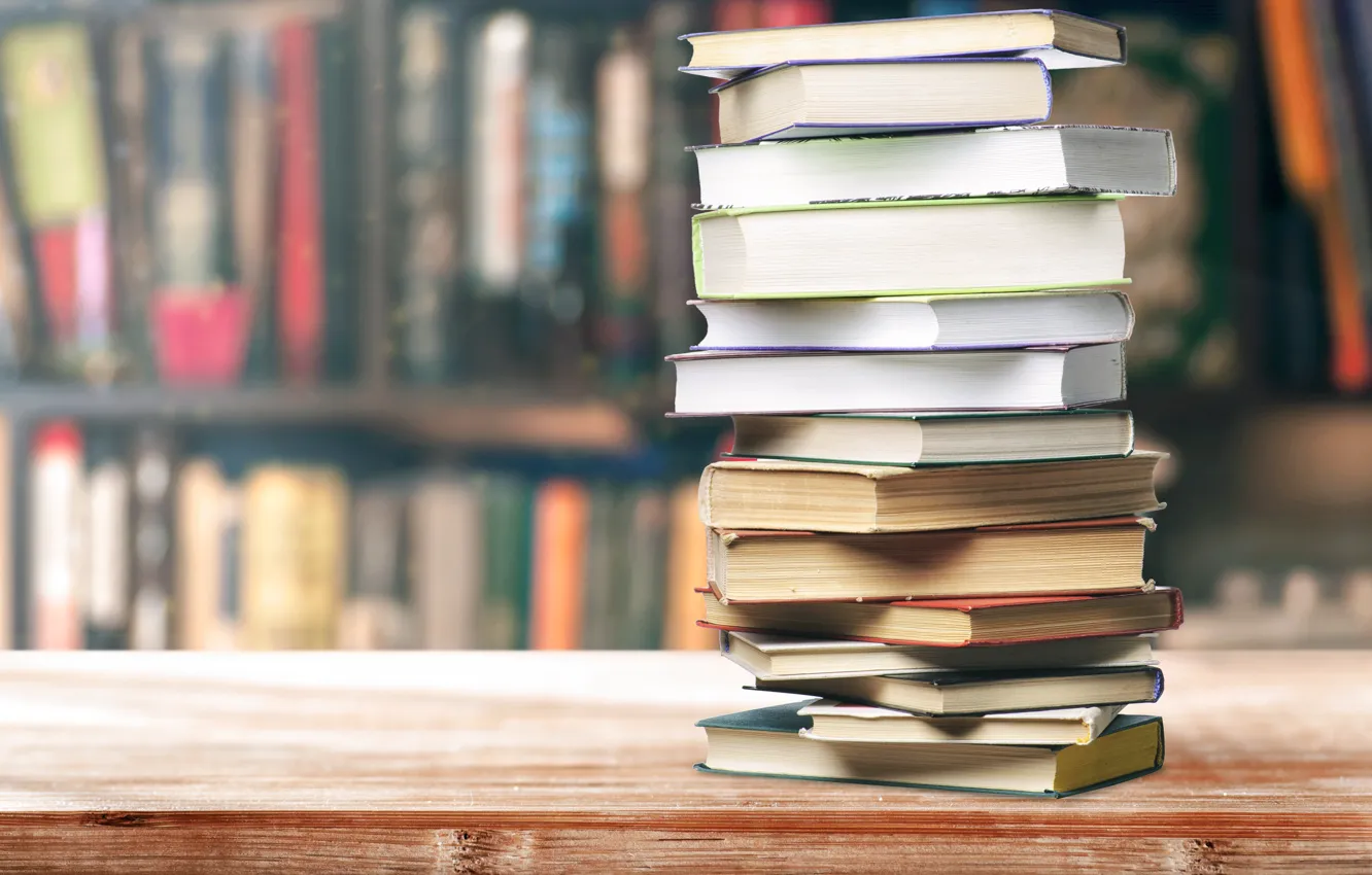 Photo wallpaper book, library, stack