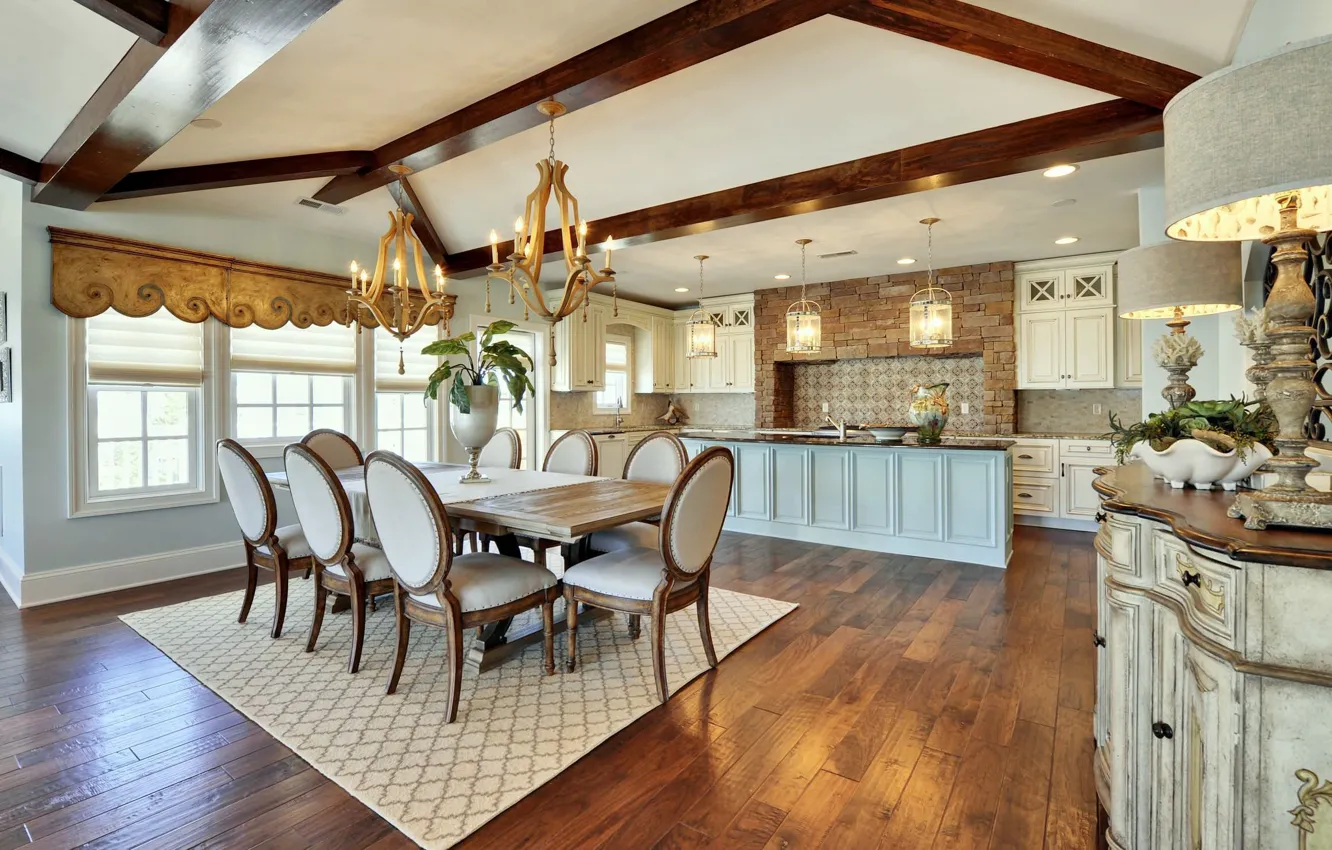 Photo wallpaper design, style, interior, kitchen, dining room, Echelon custom home
