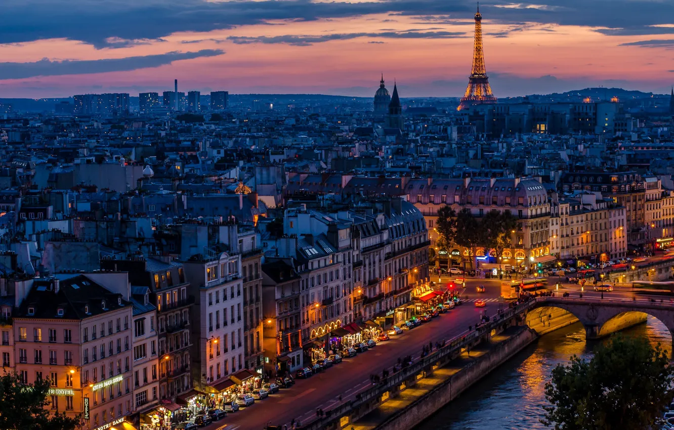 Photo wallpaper night, photo, France, Paris