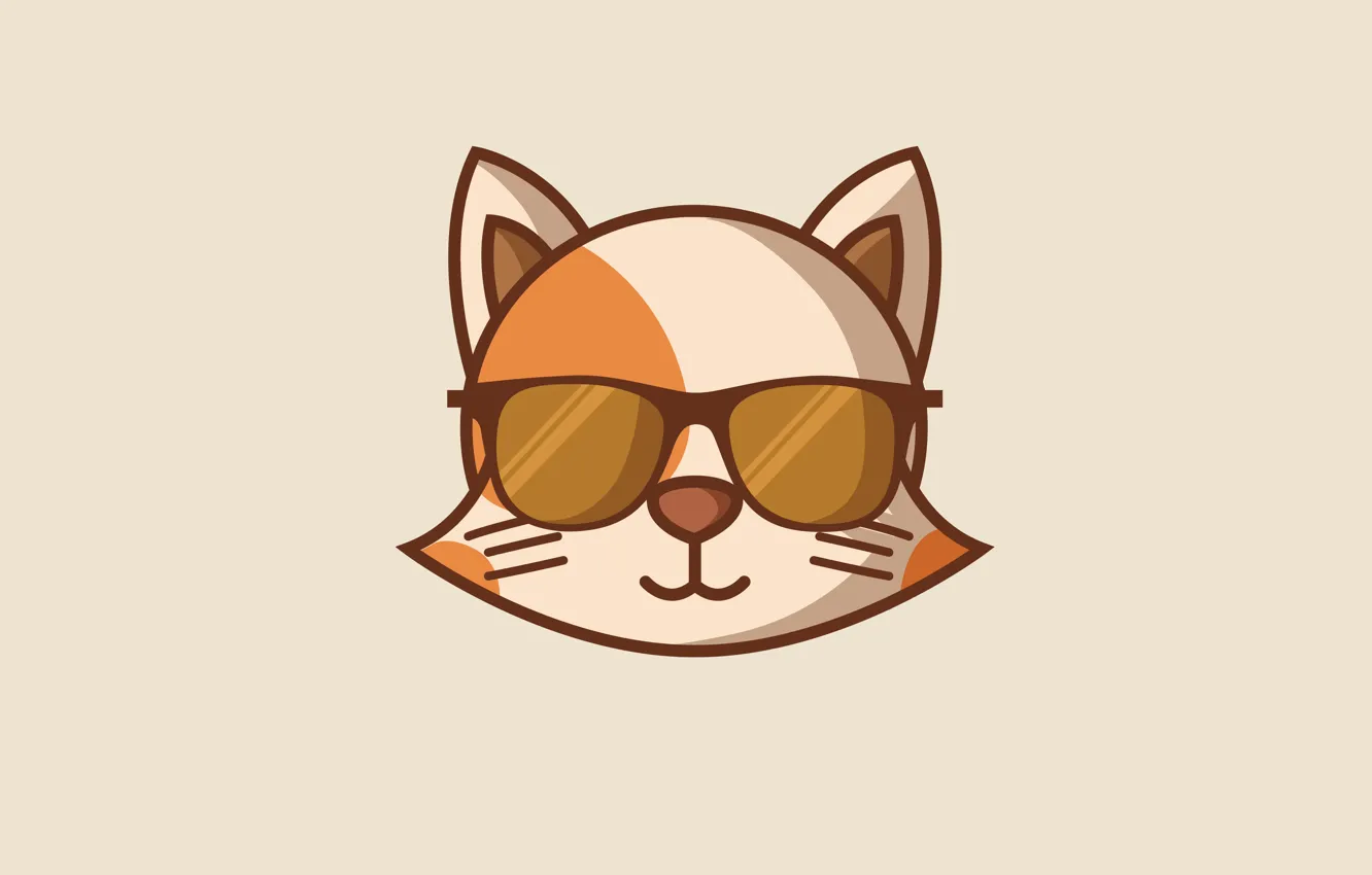 Photo wallpaper cat, cat, minimalism, head, glasses, cat