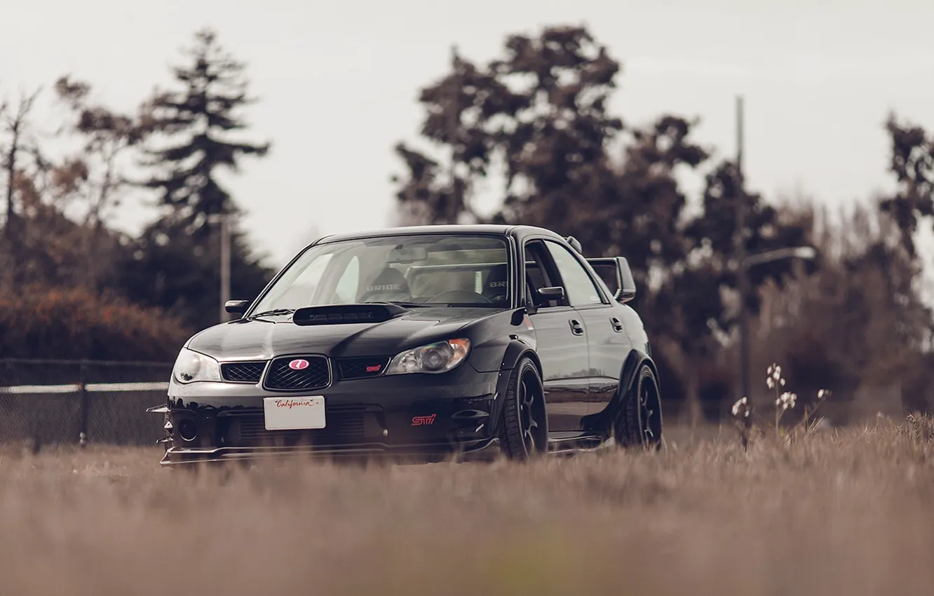 Photo wallpaper car, machine, tuning, black, subaru, wrx, impreza, tuning