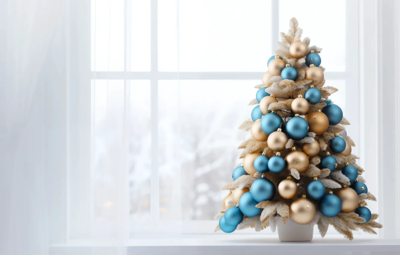 Photo wallpaper decoration, balls, tree, New Year, Christmas, new year, happy, Christmas