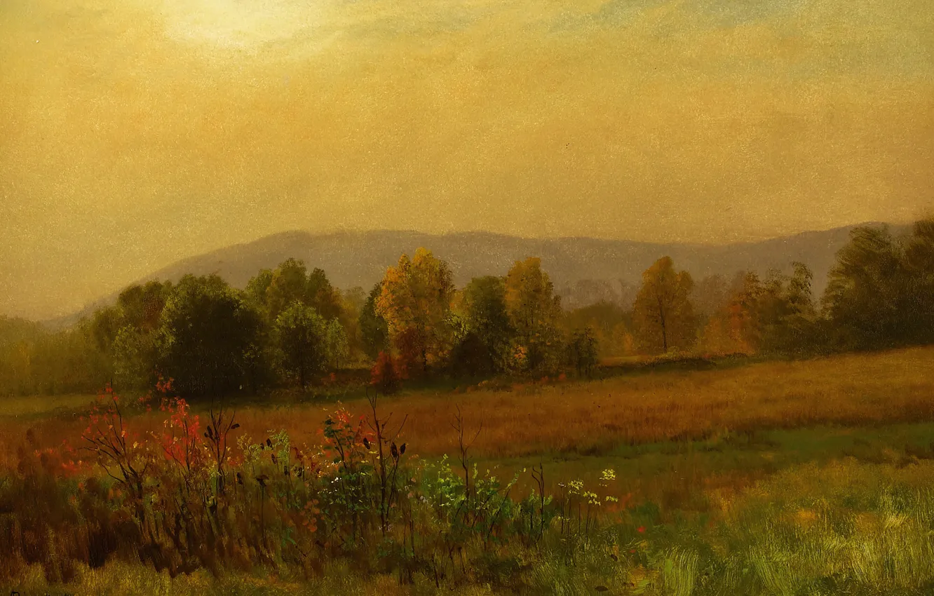 Photo wallpaper nature, picture, autumn landscape, Albert Bierstadt