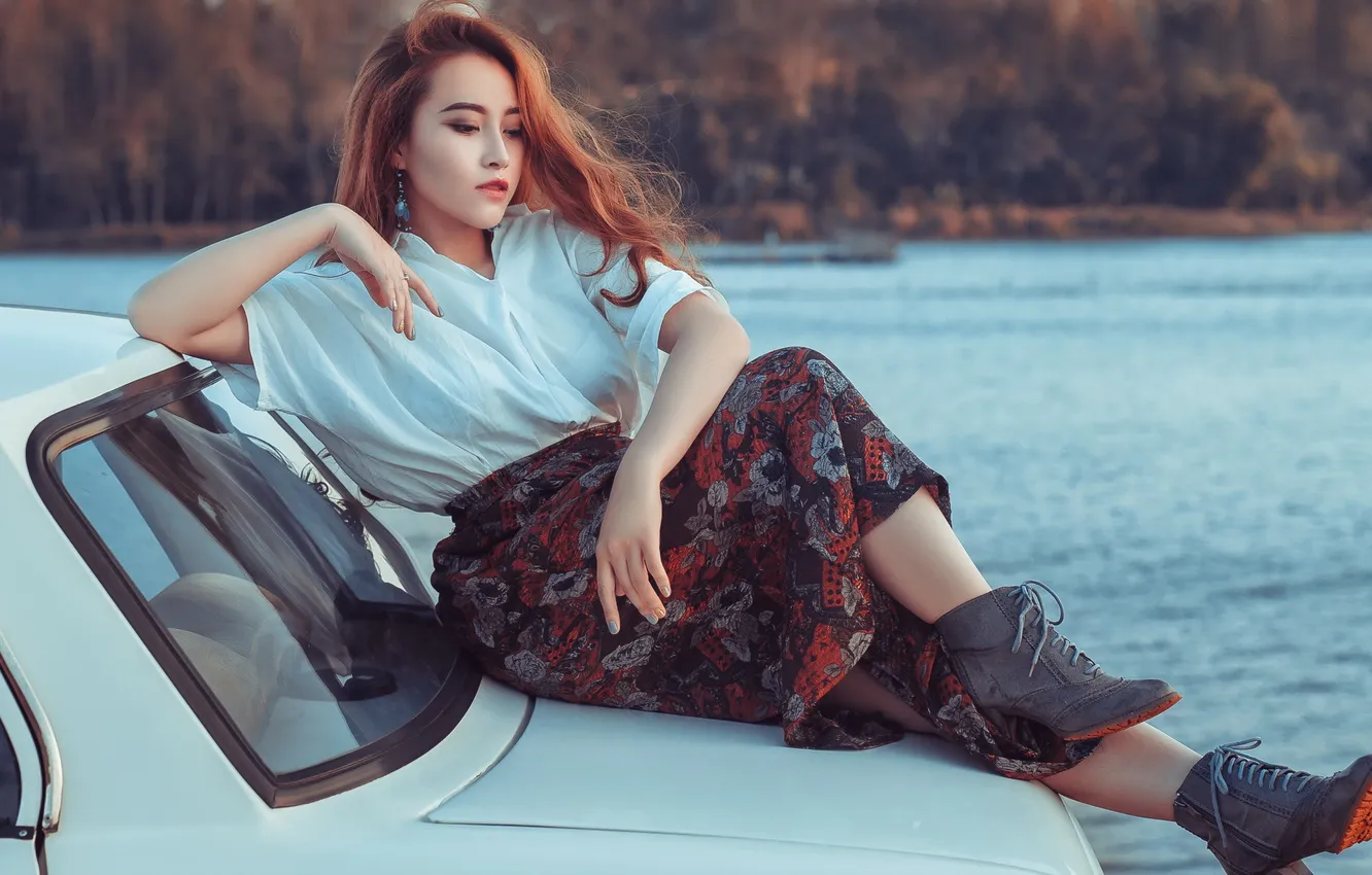 Photo wallpaper girl, pose, background