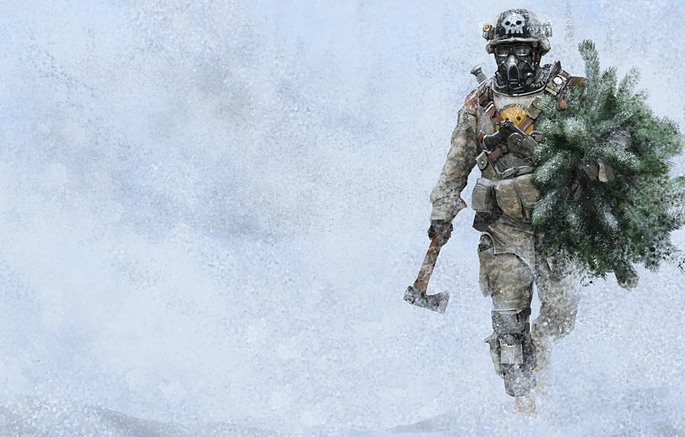 Photo wallpaper Forest, soldiers, tree, the post-nuclear winter