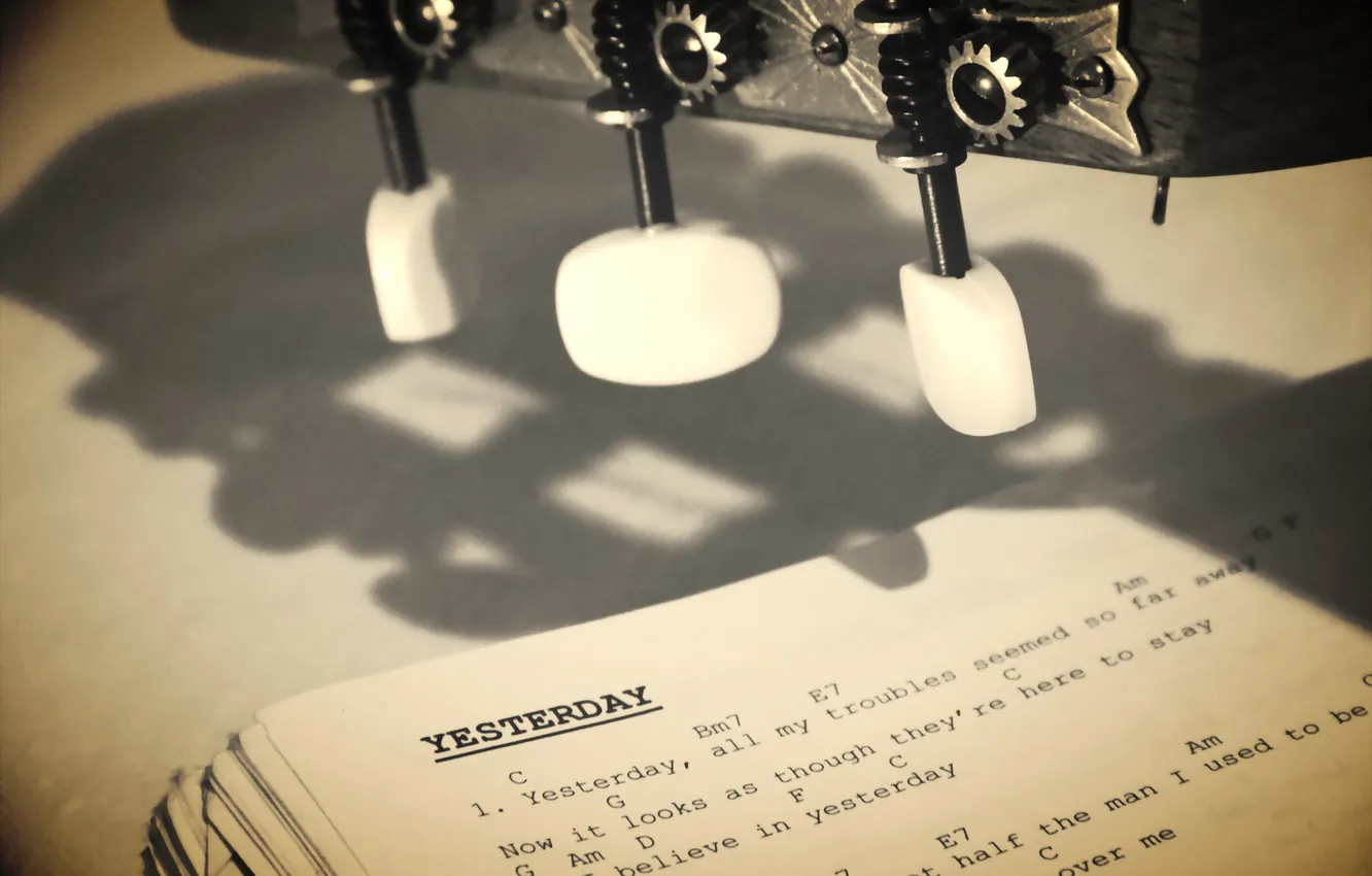 Photo wallpaper macro, music, guitar, Akord, Y for Yesterday