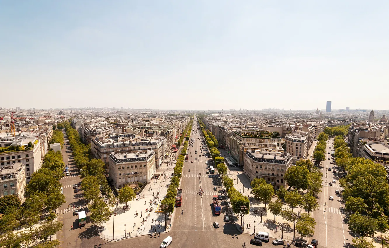 Photo wallpaper road, the sky, the sun, trees, street, France, Paris, home