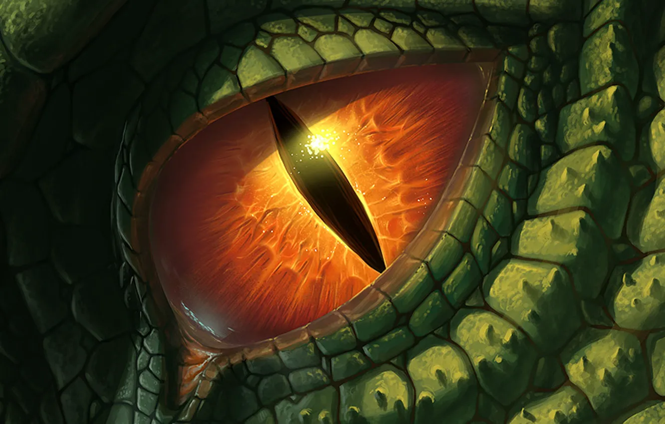 Photo wallpaper eyes, dragon, the pupil, green