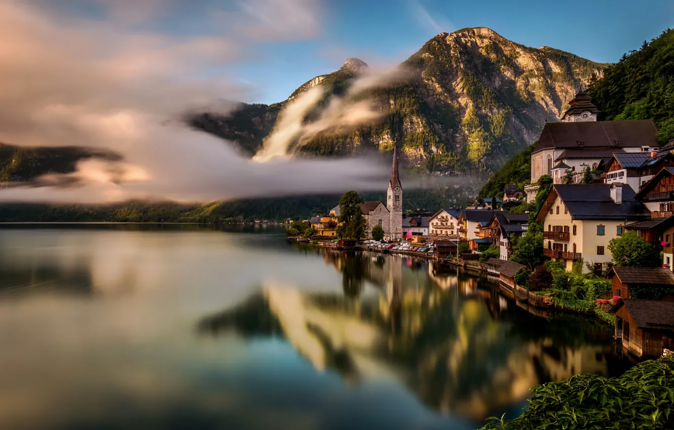 Photo wallpaper landscape, mountains, lake, reflection, home, Austria, Alps, Austria