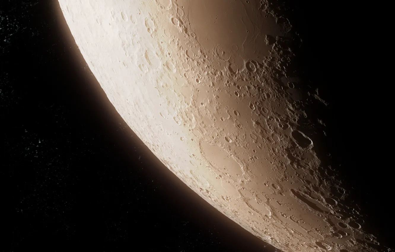 Photo wallpaper space, stars, surface, the moon, satellite, crater