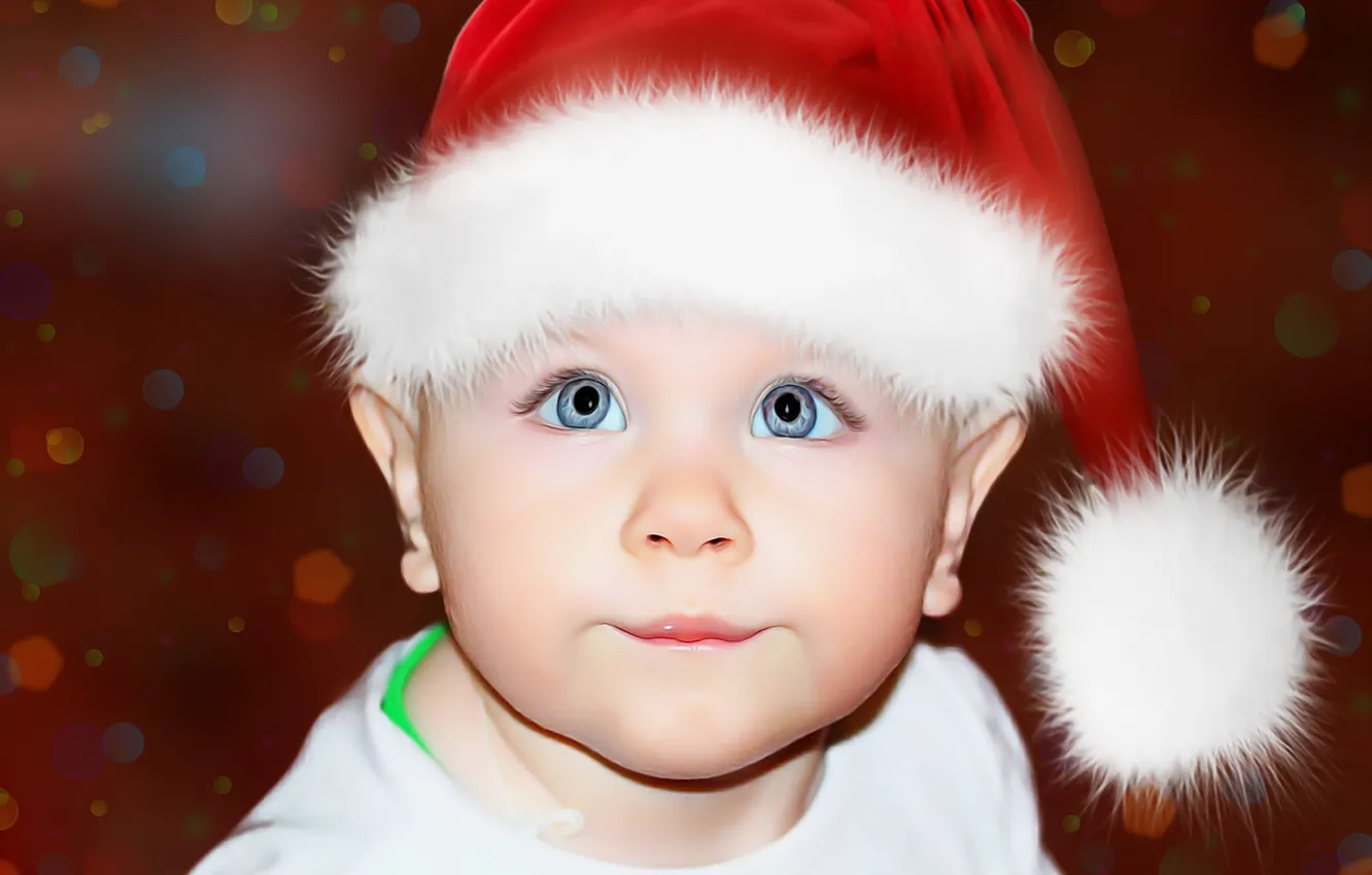 Photo wallpaper hat, elf, child, eyes, baby