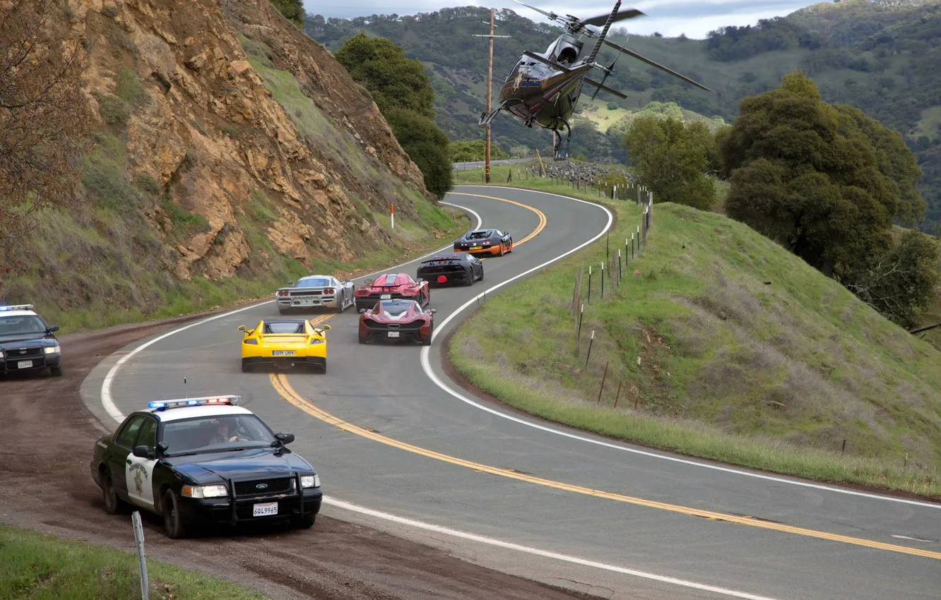 Photo wallpaper Police, Chase, Bugatti Veyron, The film, Need for Speed, Lamborghini Sesto Elemento, Need For Speed, …