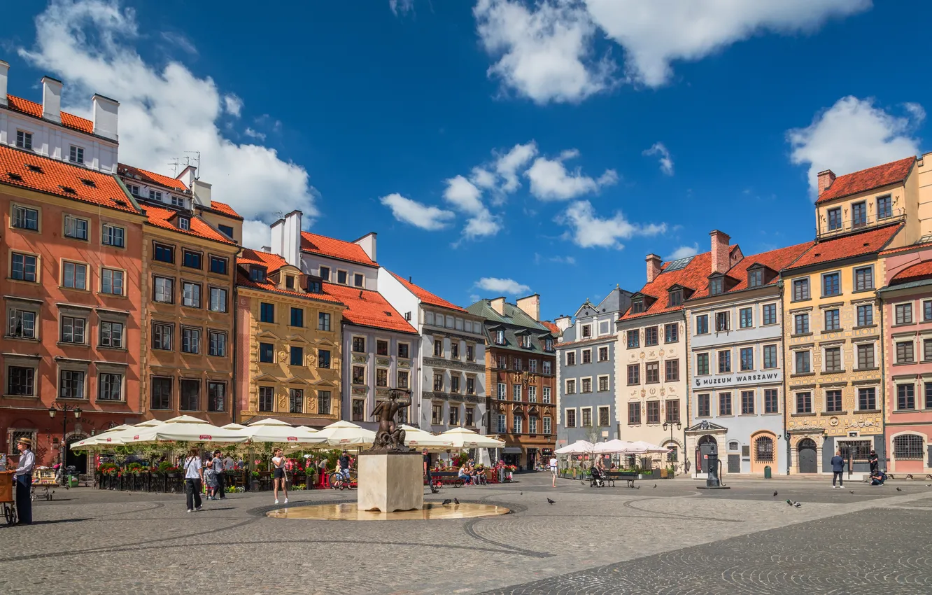 Photo wallpaper building, Poland, Warsaw, town square