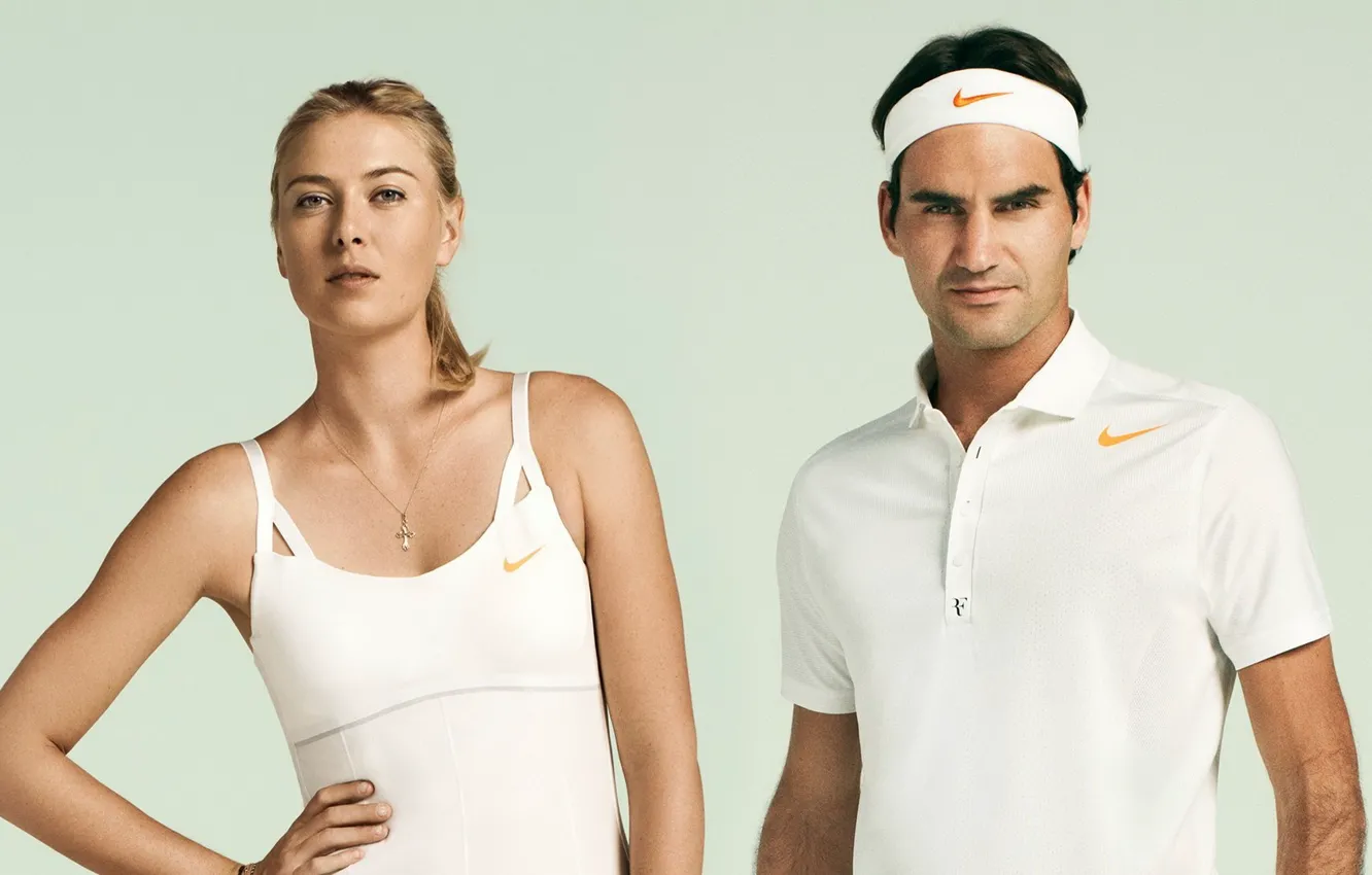 Photo wallpaper Maria Sharapova, model, Nike, Roger Federer, Sport, Tennis