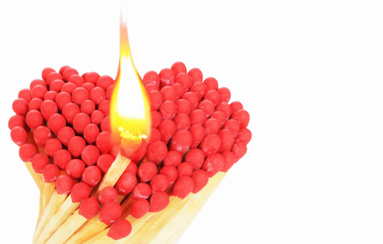 Photo wallpaper macro, red, lights, background, flame, heart, matches, sulfur