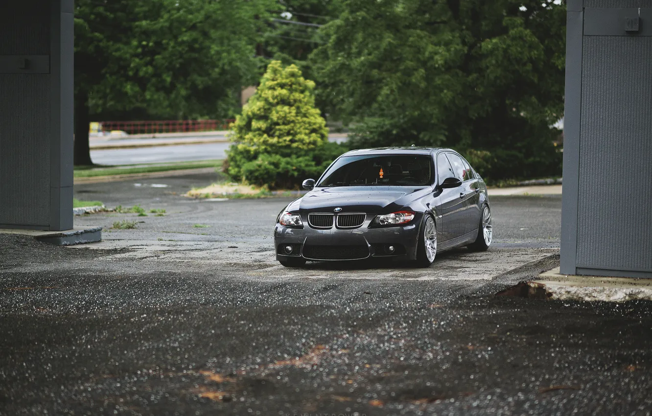 Photo wallpaper black, BMW, BMW, sedan, black, tuning, E90, The 3 series