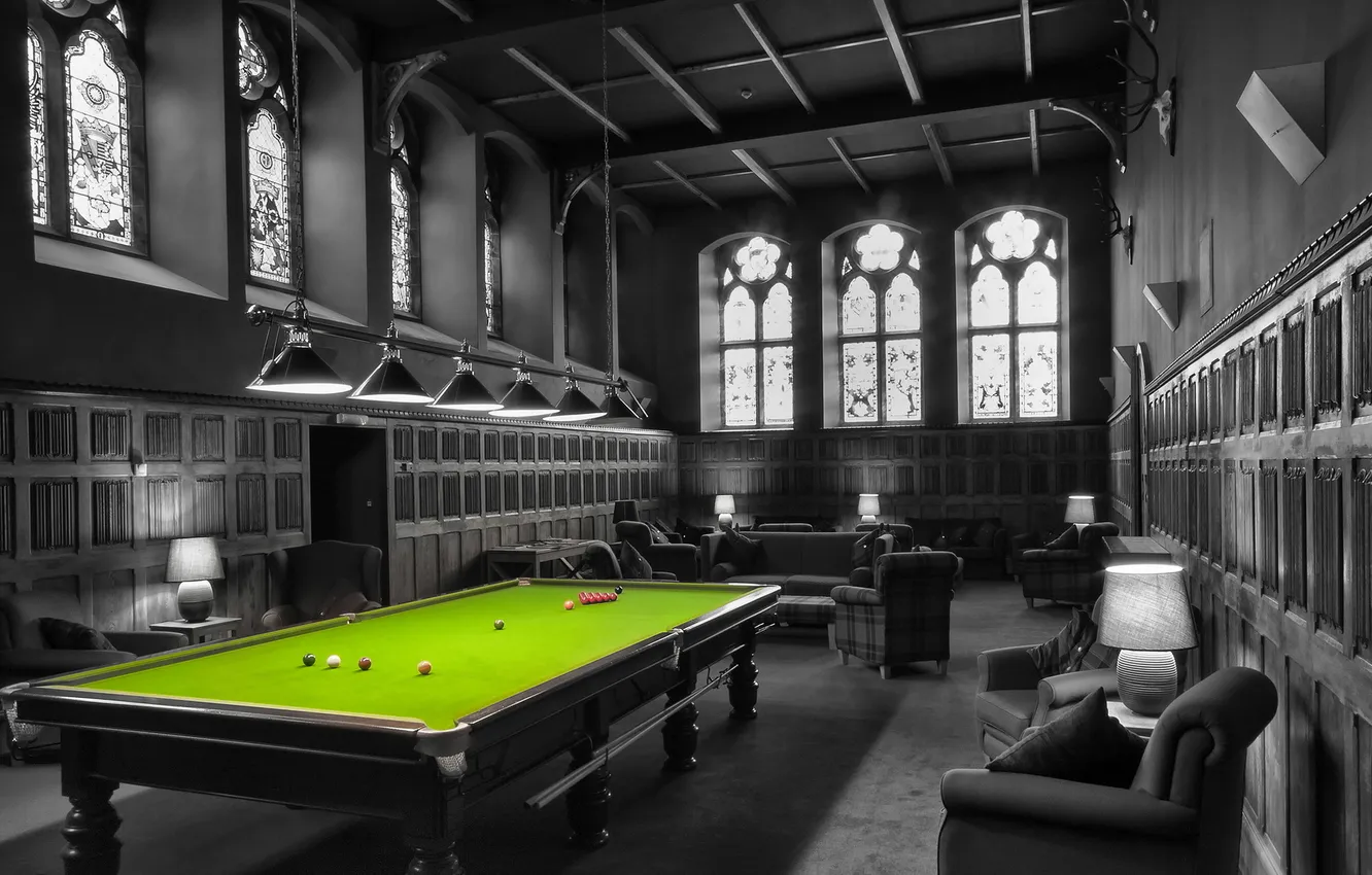 Photo wallpaper table, club, Billiards