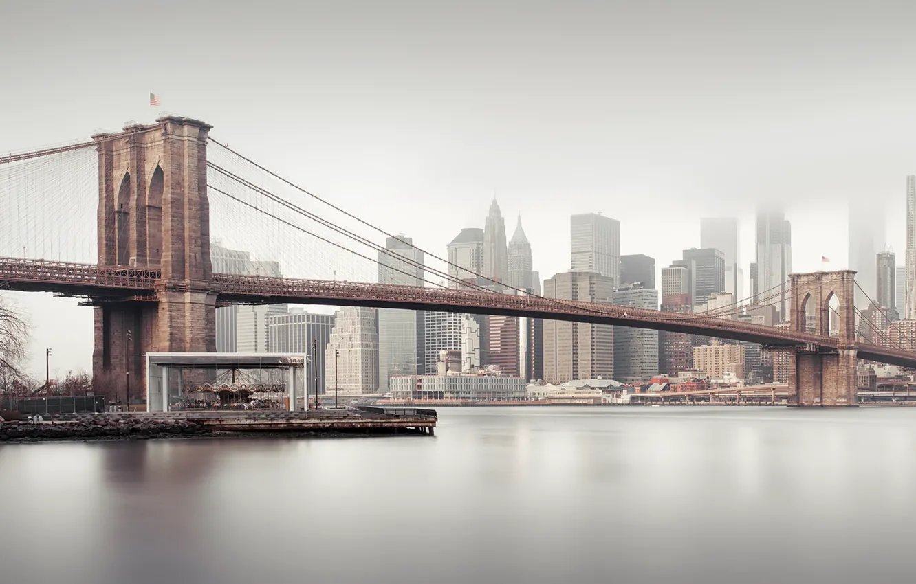 Photo wallpaper Manhattan, Brooklyn Bridge, architecture