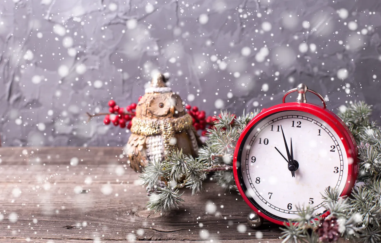 Photo wallpaper snow, decoration, tree, new year, Christmas, Christmas, wood, snow