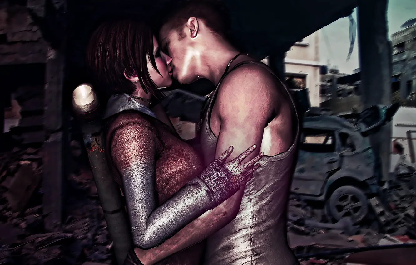 Photo wallpaper machine, kiss, dump, Dante, DMC, Devil May Cry 5, Kat