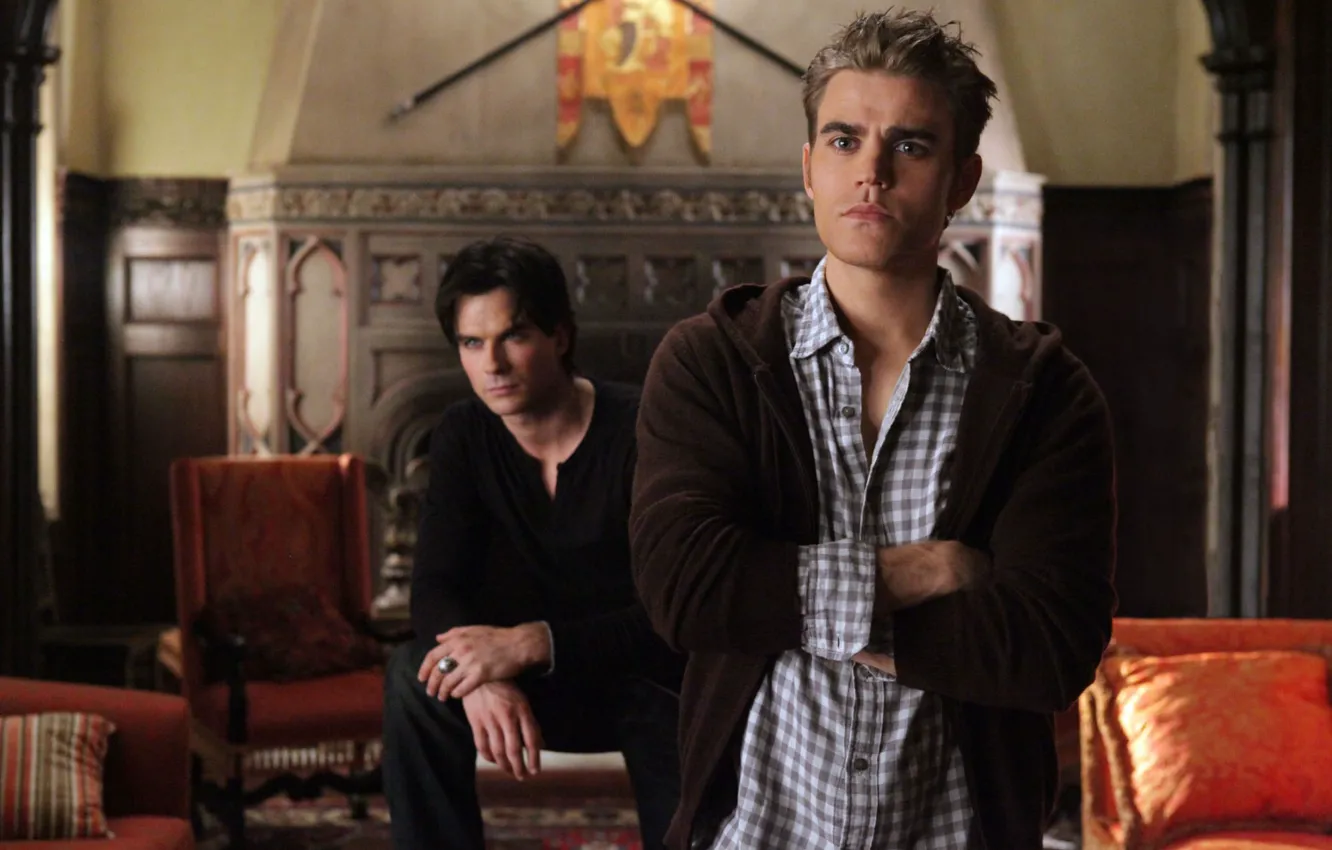 Photo wallpaper actor, brothers, The vampire diaries, Ian Somerhalder, Ian Somerhalder, brothers, Paul Wesley, Damon Salvatore