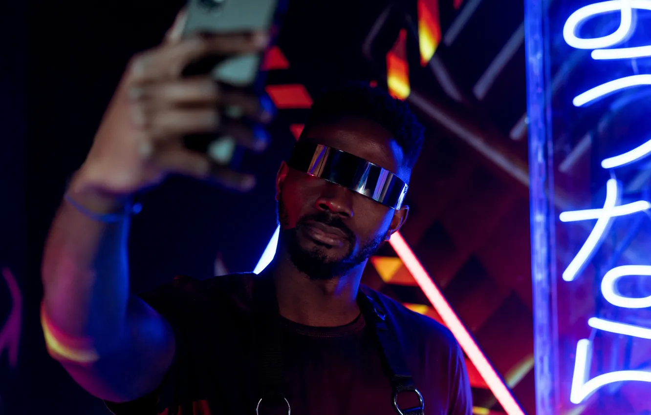 Photo wallpaper background, Wallpaper, neon, glasses, wallpaper, male, picture, Neon
