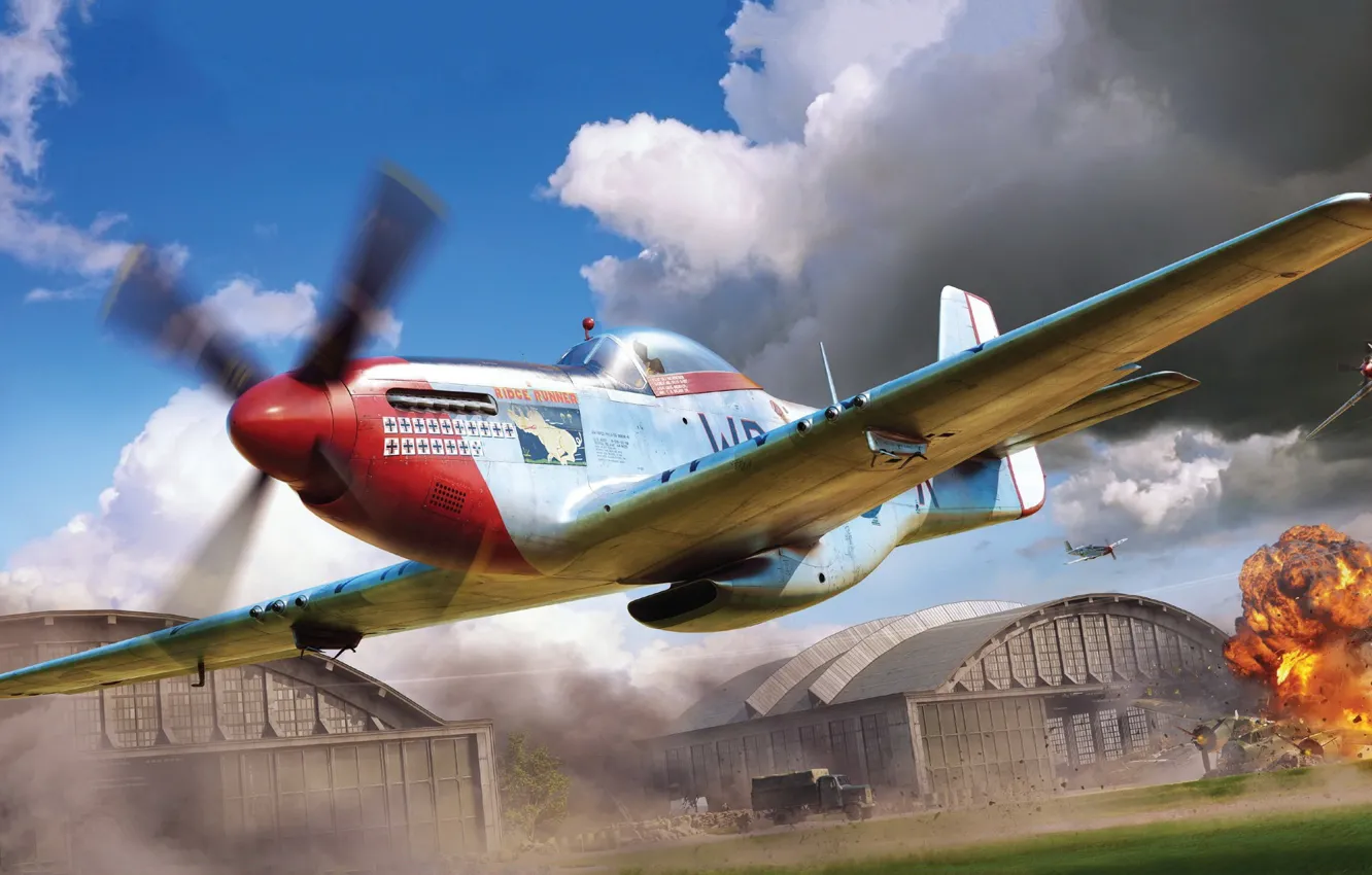 Photo wallpaper fighter, USA, P-51D Mustang, US Airforce, Piotr Forkasiewicz