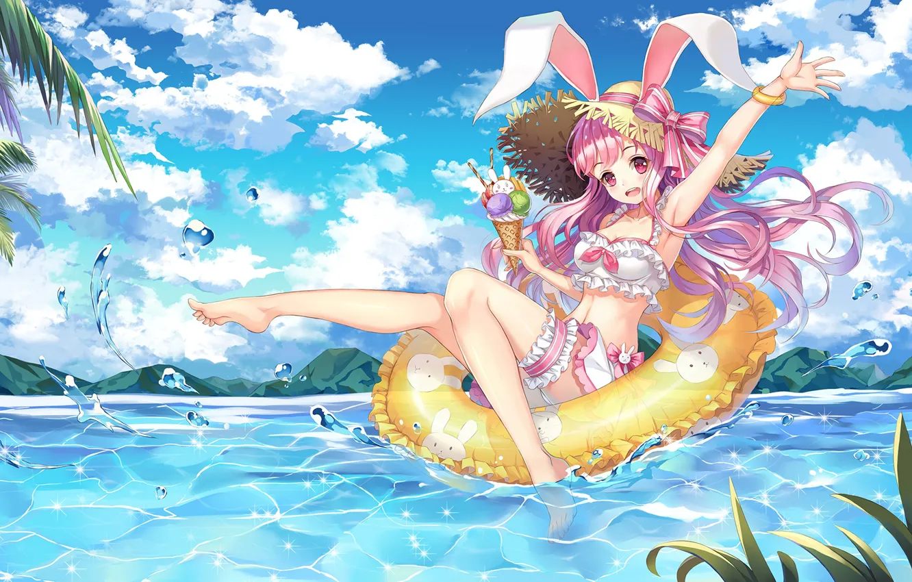 Photo wallpaper sea, summer, girl, anime, ryuu32