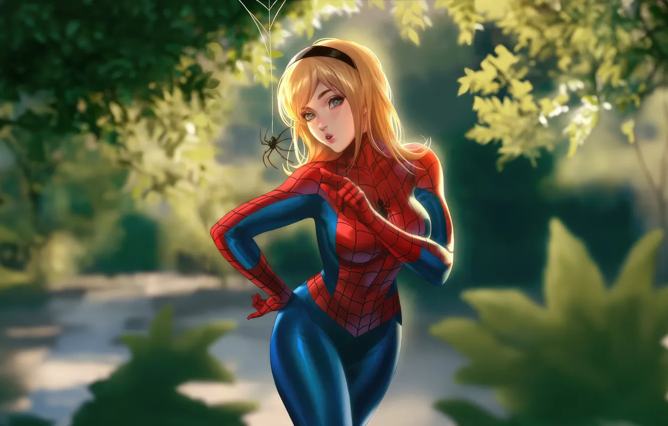 Photo wallpaper web, protection, Spidergirl