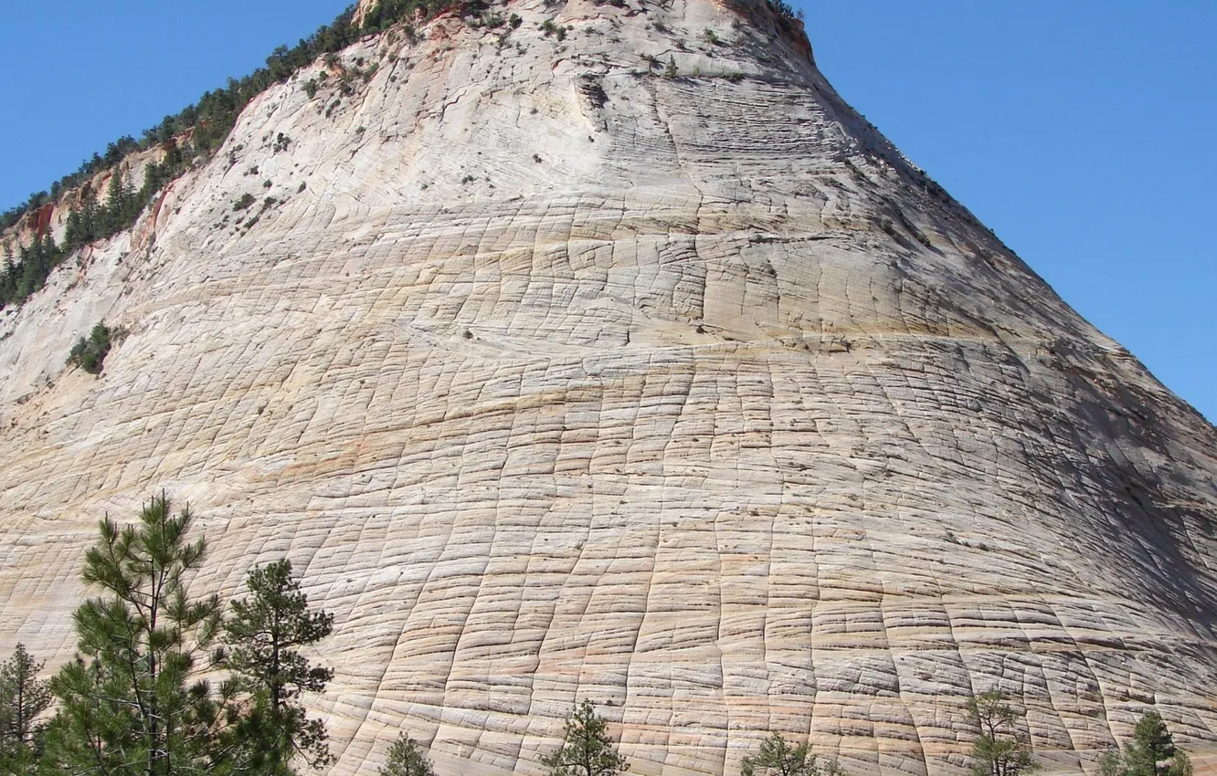 Photo wallpaper the sky, trees, mountains, rocks