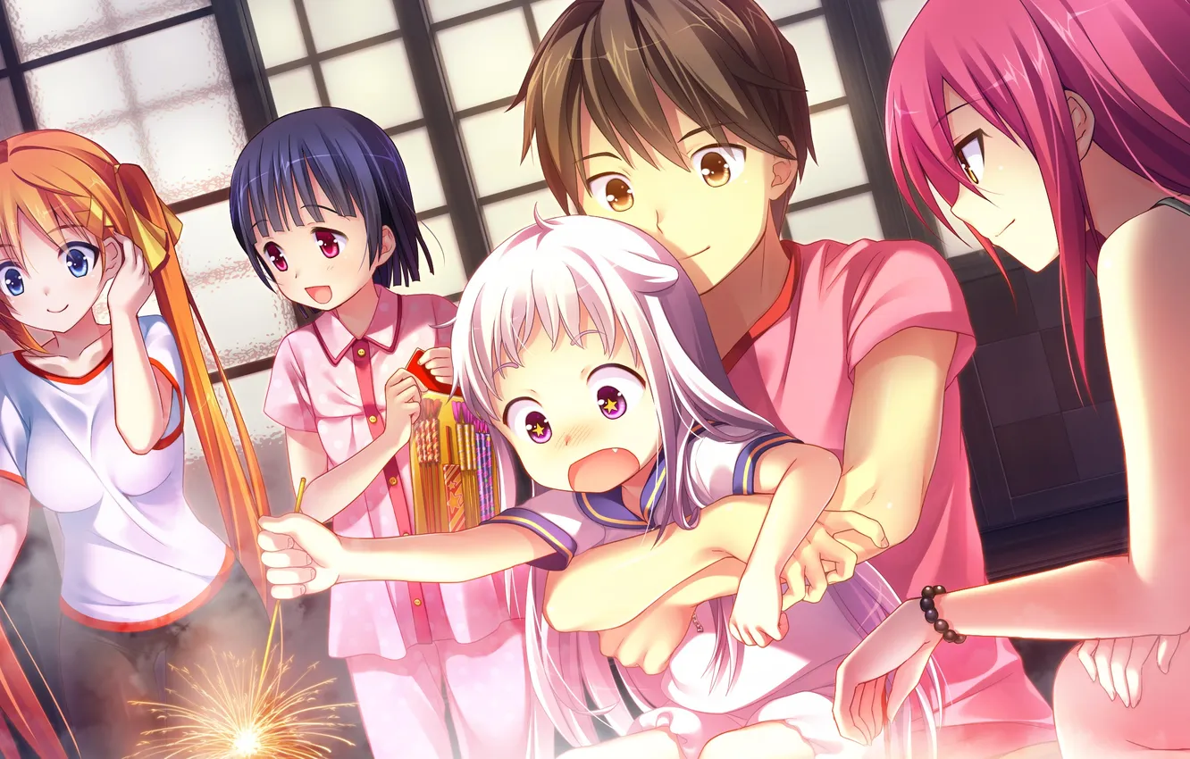 Photo wallpaper girl, joy, smile, guy, game cg, Wagaya no Himegami-sama!