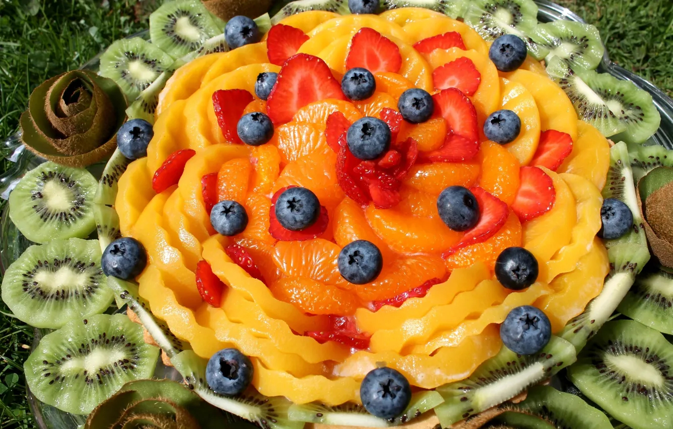 Photo wallpaper fruit, dish, cuts