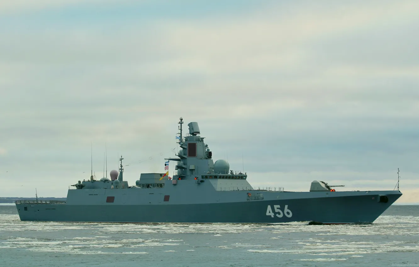 Photo wallpaper winter, frigate, Admiral Golovko